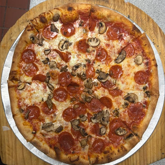 Large 2 Topping Pepperoni Mushrooms.